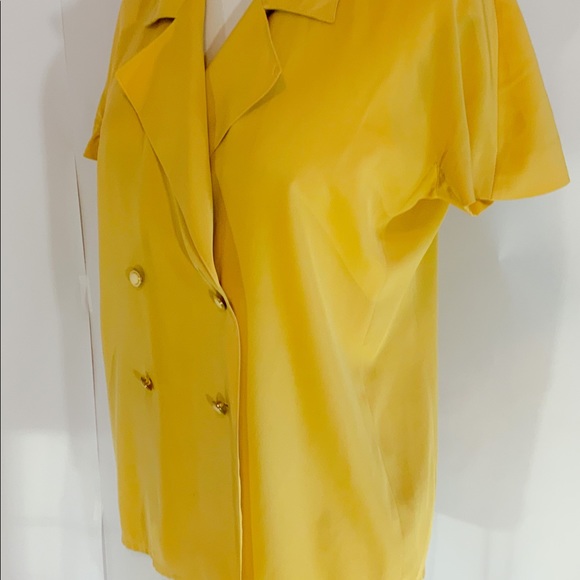 yellow vintage double breasted button up blouse - Picture 6 of 7